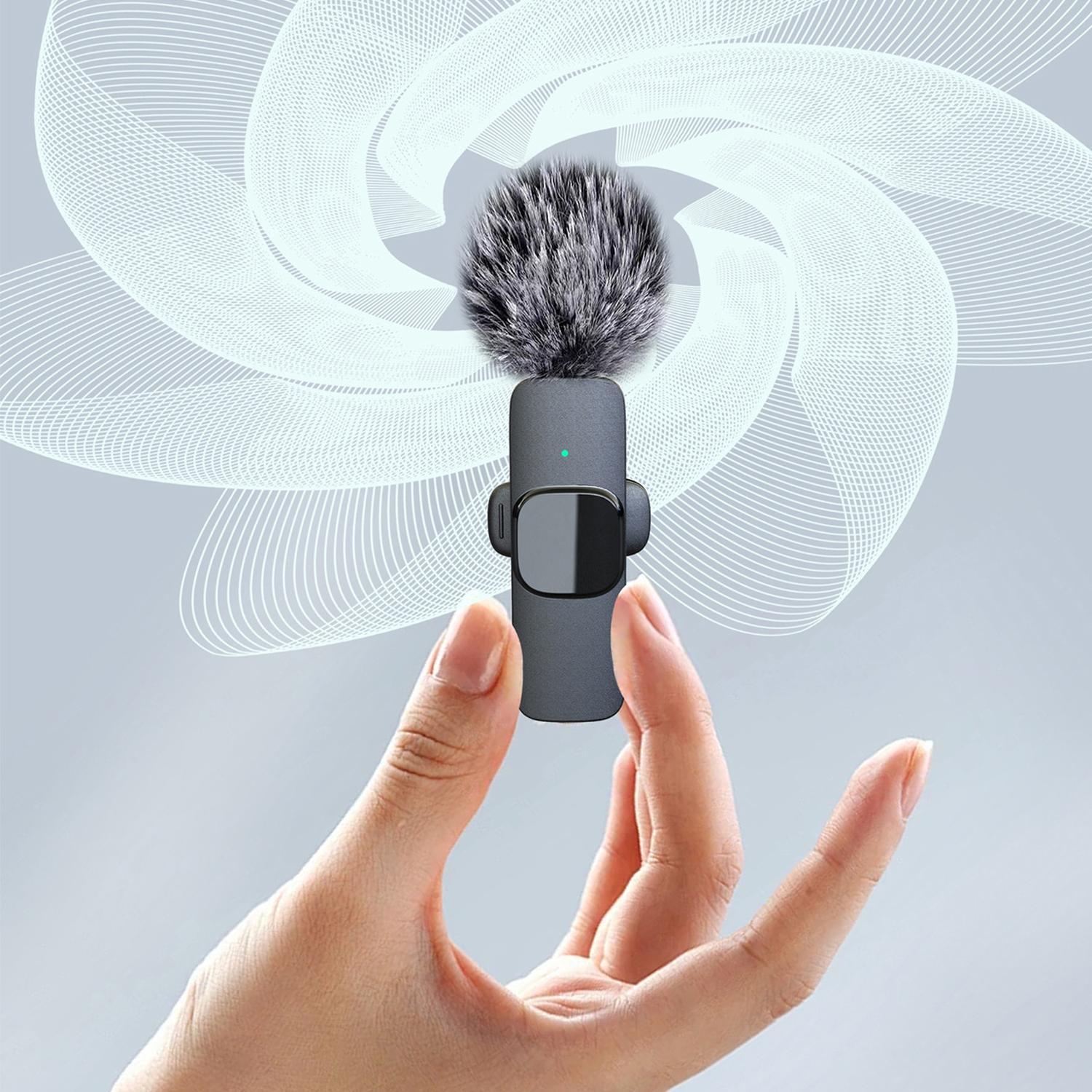 Wireless Lavalier Microphone, Condenser Recording Mic, USB Rechargeable Wireless Microphone, Lapel Mic for Video Recording, Teaching, Interviews, Podcast, Clip Microphone