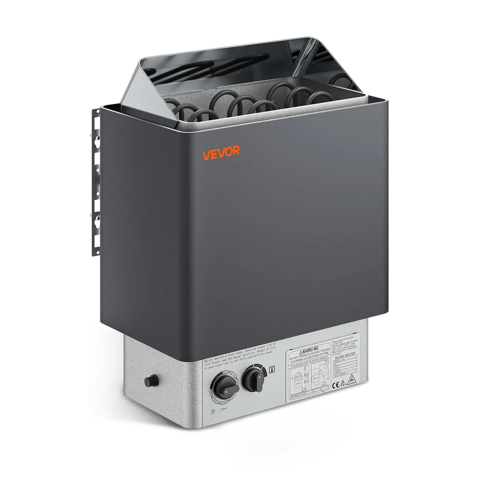 VEVOR Stainless Steel Compact Electric Sauna Heater, 4.5KW 220V Rectangular Steam Bath Stove, 16x10.6x22" with Built-In Controls, 3h Timer, Adjustable Temp for 105-210 Cu Ft Spaces, Home Use, 4.5 Kw With Built-In Controls, 3-6 M³