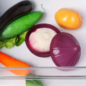 Lemon & Onion Food Savers, Multipurpose Plastic Storage Containers, Freezer Safe, Flip Top, Hand Wash, Fruit & Vegetable Shaped