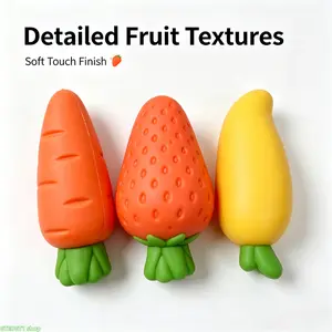 Novelty Writing Eraser, 3D Simulated Fruit Veggie Kid School Supply, Underrated Kawaii Food Shaped Desk Stationery, Mixed Carrot Strawberry Mango Eraser With Soft Touch Texture, Clean Wipe Material For Classroom Homework Daily Desk Learning