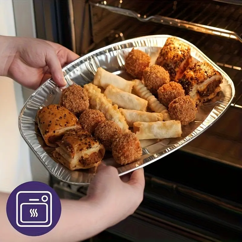 8-Piece Thick Aluminum Foil Trays, Extra Large 11.33x8.26 Inches, Food Grade Durable, Ideal for Weddings, Parties, Catering, Outdoor Events