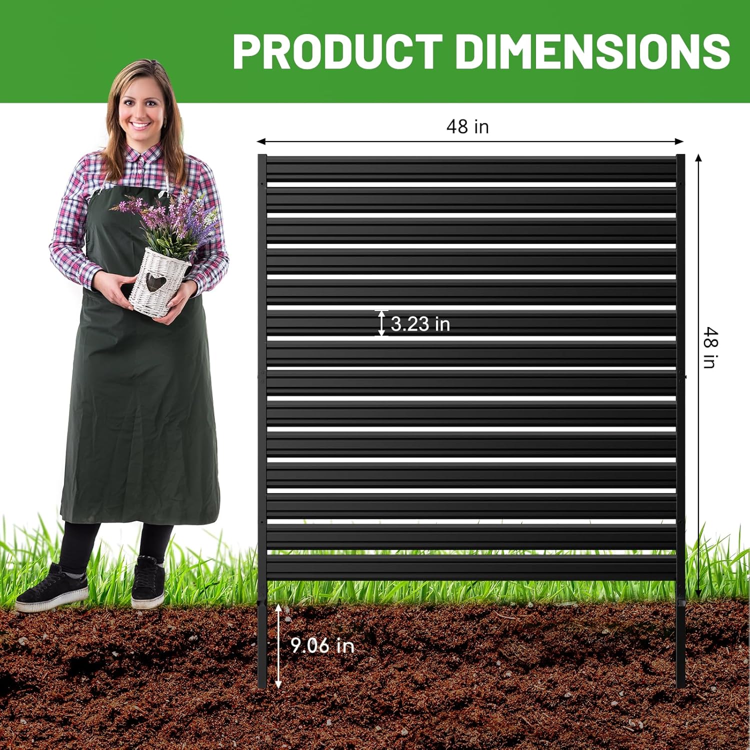 Gaomon 2 Panels No-Dig Metal Privacy Fence Screen, 48" H * 48" W Outdoor Air Conditioner Fence, Rustproof AC Unit Cover to Hide Trash Bins, Pool Equipment Enclosure, Decorative Garden, Patio & Backyard