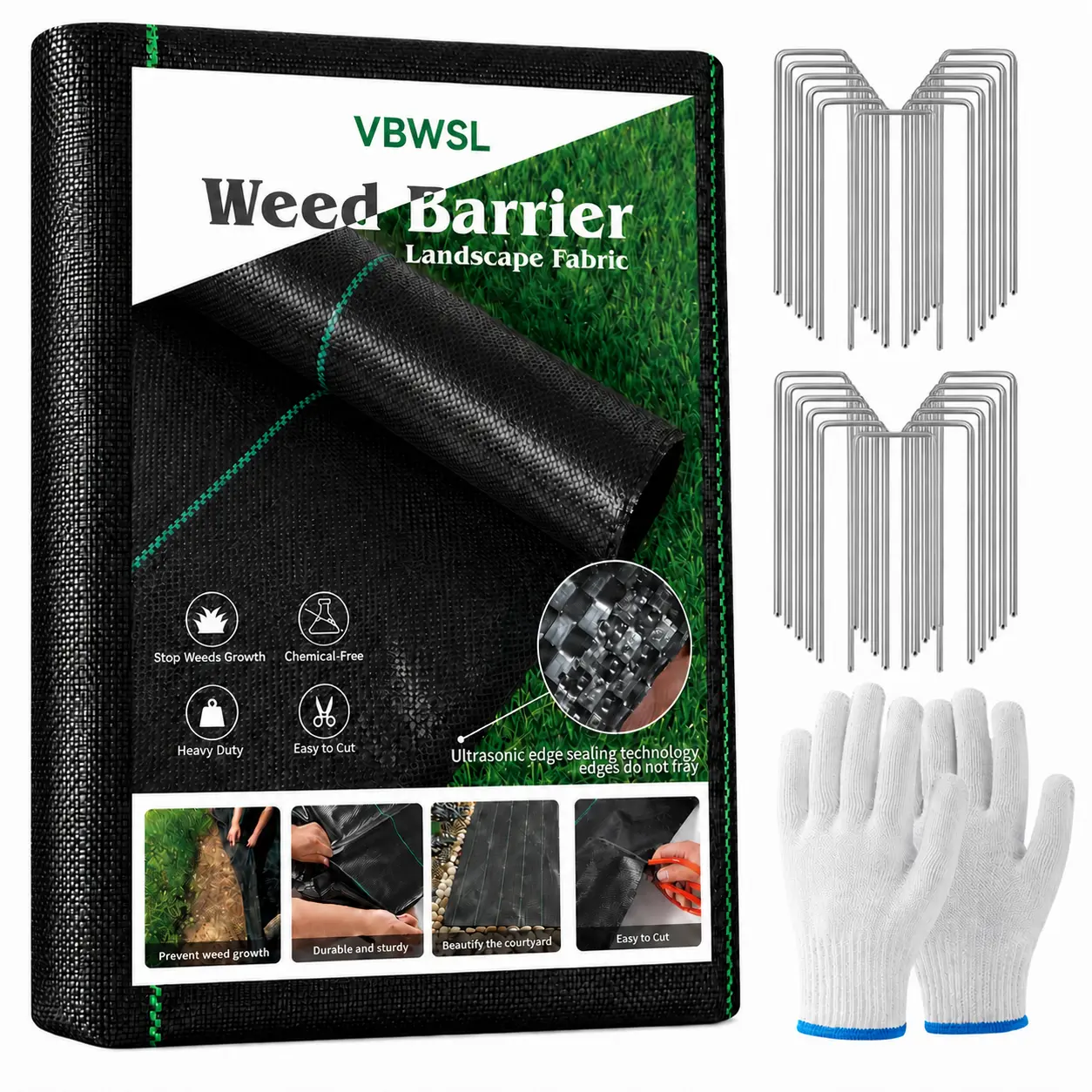 VBWSL Premium Heavy Duty Weed Barrier Landscape Fabric, 2.45OZ Woven Geotextile Fabric Under Gravel, High Permeability for Weed Blocker Weed Mat, Driveway Fabric, Weed Control Garden Cloth
