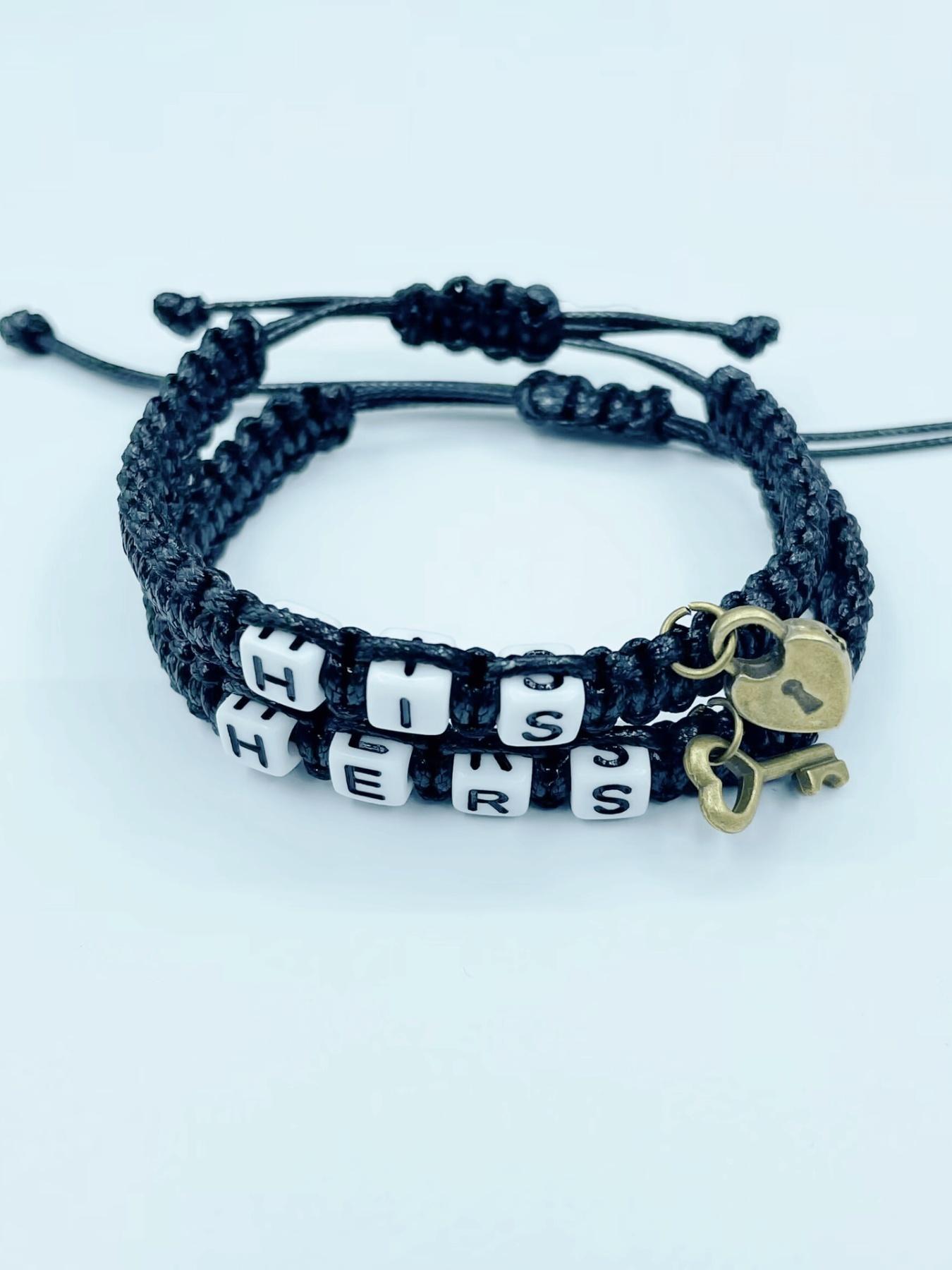 Couple Bracelet, Fashionable Letter Pattern Braided Bracelet for Women & Men, Trendy All-match & Exquisite for Birthday Gift, Personalized