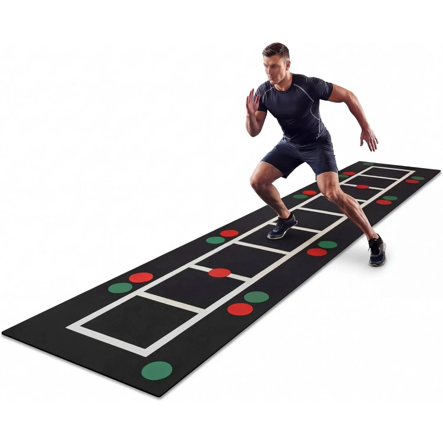 Nuanchu 3-in-1 Agility Ladder Training Mat 15 ft x 3 ft, Speed Ladder and Dot Drill Mat, Non-slip Exercise Training Mats for Basketball Soccer Football Adults Youth Indoor Outdoor Exercise Equipment