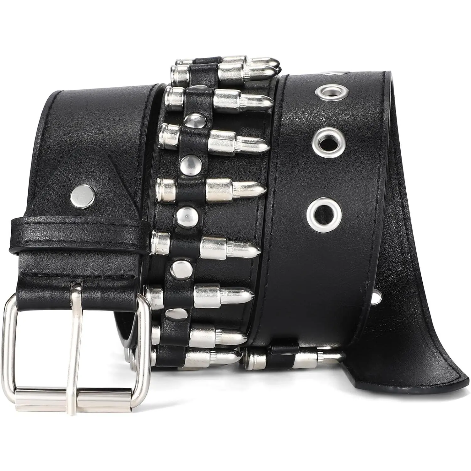 Rivet Belts for Women Men Black Studded Gothic Belt Punk Belt with Metel Buckle for Jeans  Hop