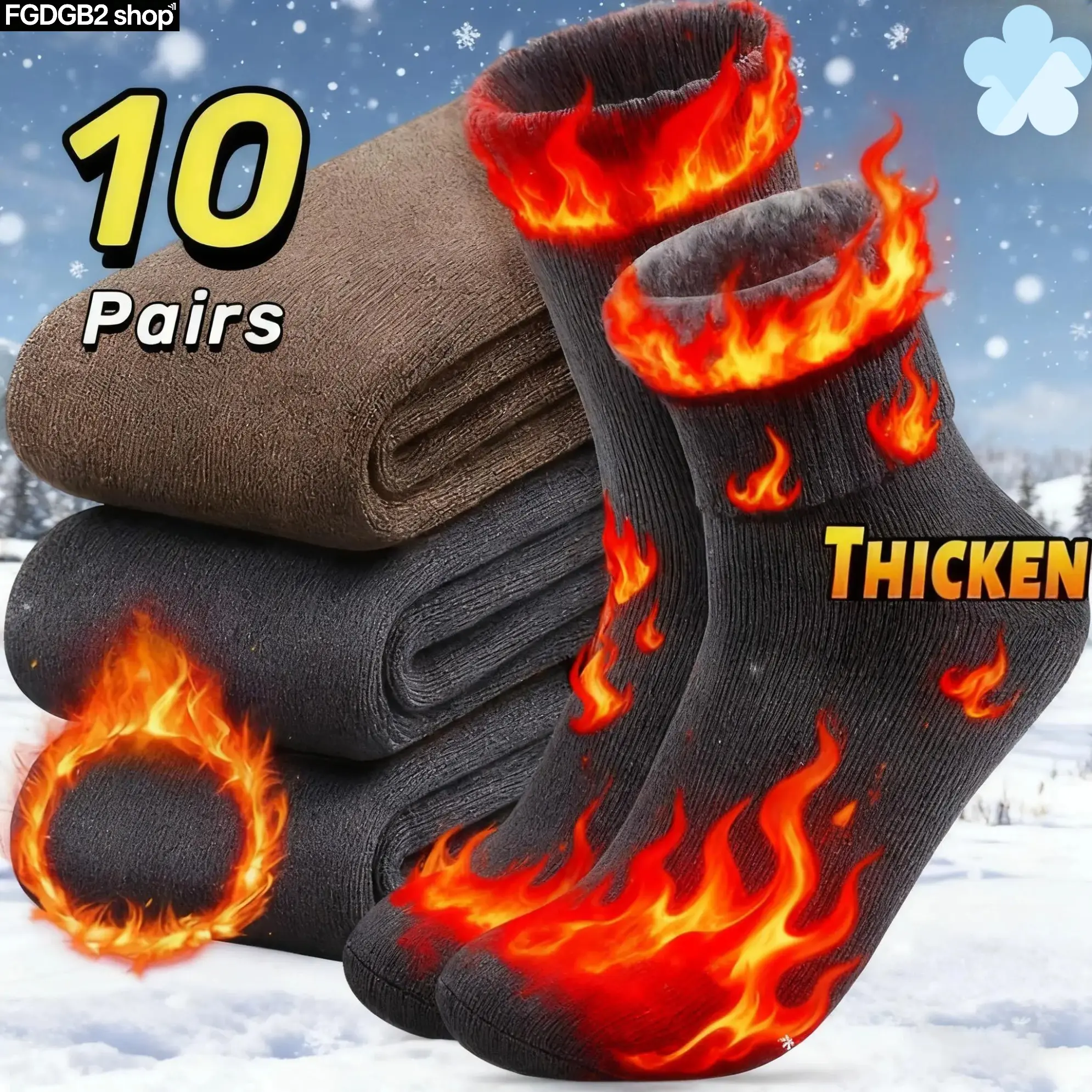 Men's Thermal Winter Socks 3/10-Pack Bulk, Thick Fluffy Fleece-Lined Boot Crew Socks, Soft Cozy Warm for Cold Weather Hiking, Work Wear, Fluffy Socks, Socks Bulk