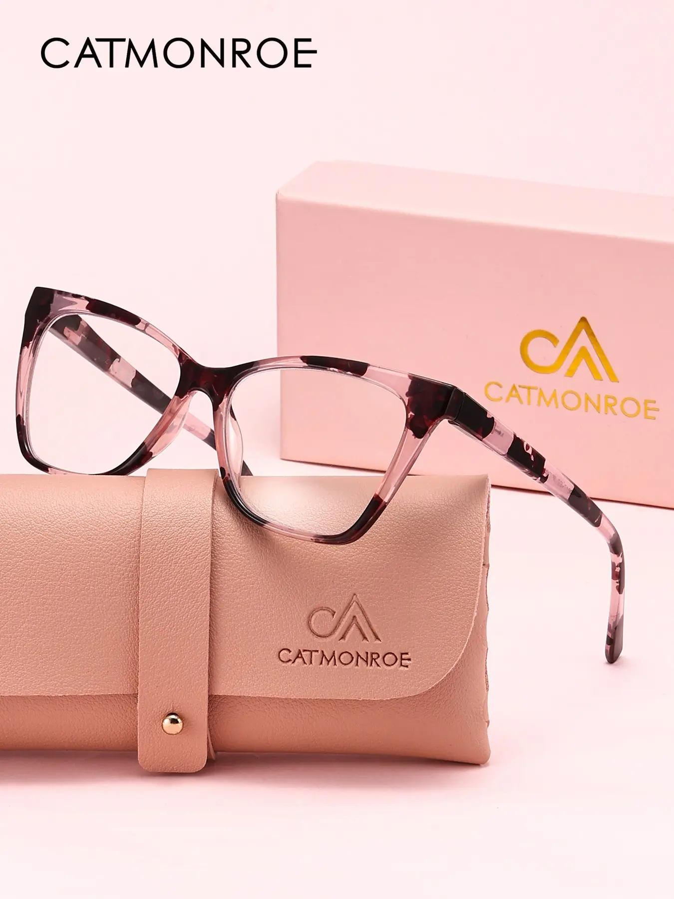 CATMONROE Unisex Fashion Leopard Print Cat-Eye Glasses, Square Frame Eyeglasses, with Blue Light Blocking PC Lenses, Fashion Decor for Online Study, Office Work, Improve Visual Comfort, Brand Packaging, Ideal Gift, Anti Blue Glasses