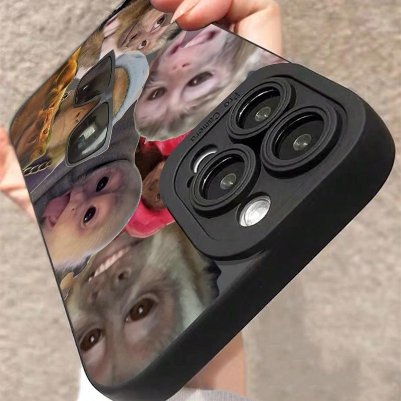 Cute Monkey Pattern Phone Case, Total Protective Shockproof Phone Cover, Fashion Phone Accessories Compatible with iPhone 11 12 13 14 15 16 Pro Max Casing