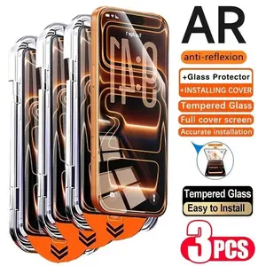 3-Pack HD Clear Screen Protectors, Anti-Scratch Bubble-Free Tempered Glass, Cover, Easy Installation, Compatible with iPhone Models, Protection