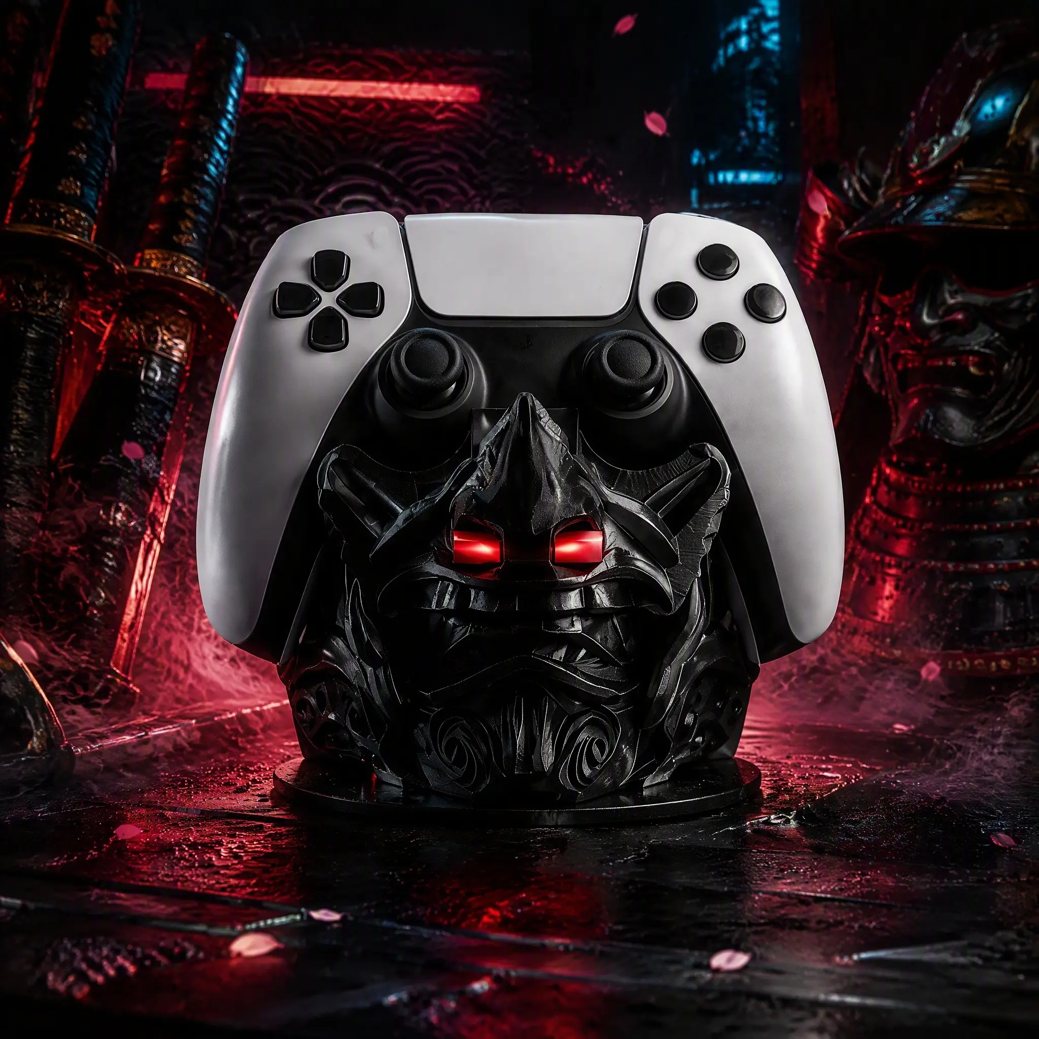 Samurai Mask Game Controller Stand, 3D Printed Universal Game Pad Display, Ps5/ps4/xbox/switch, Japanese Demon Design, Gamer Gift, Gaming Controller Mount