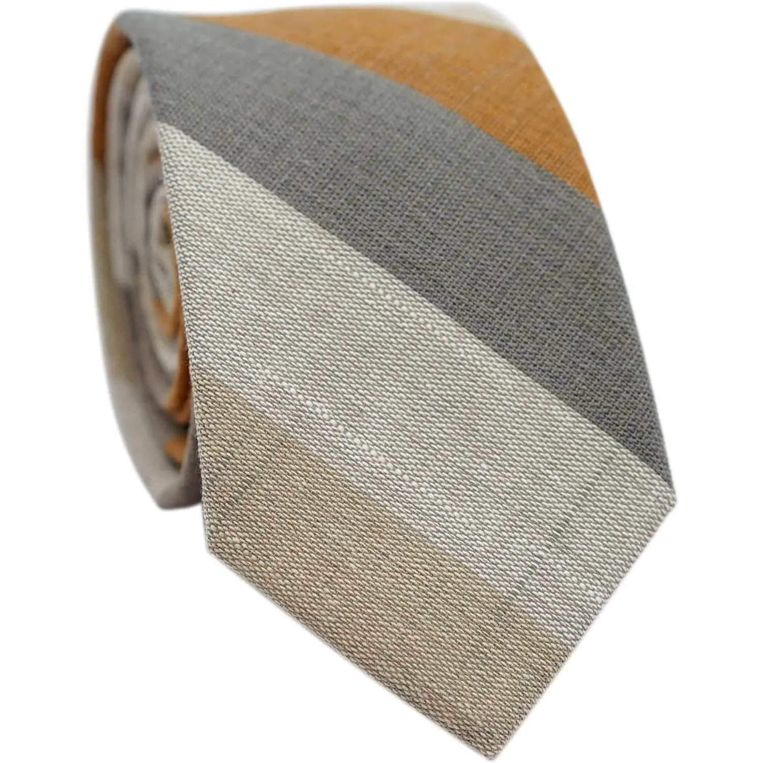Men's 2.5-in Solid Cotton-Linen Skinny Necktie, Fashion Accessory for Formal Occasions, Stripe, Casual Wear