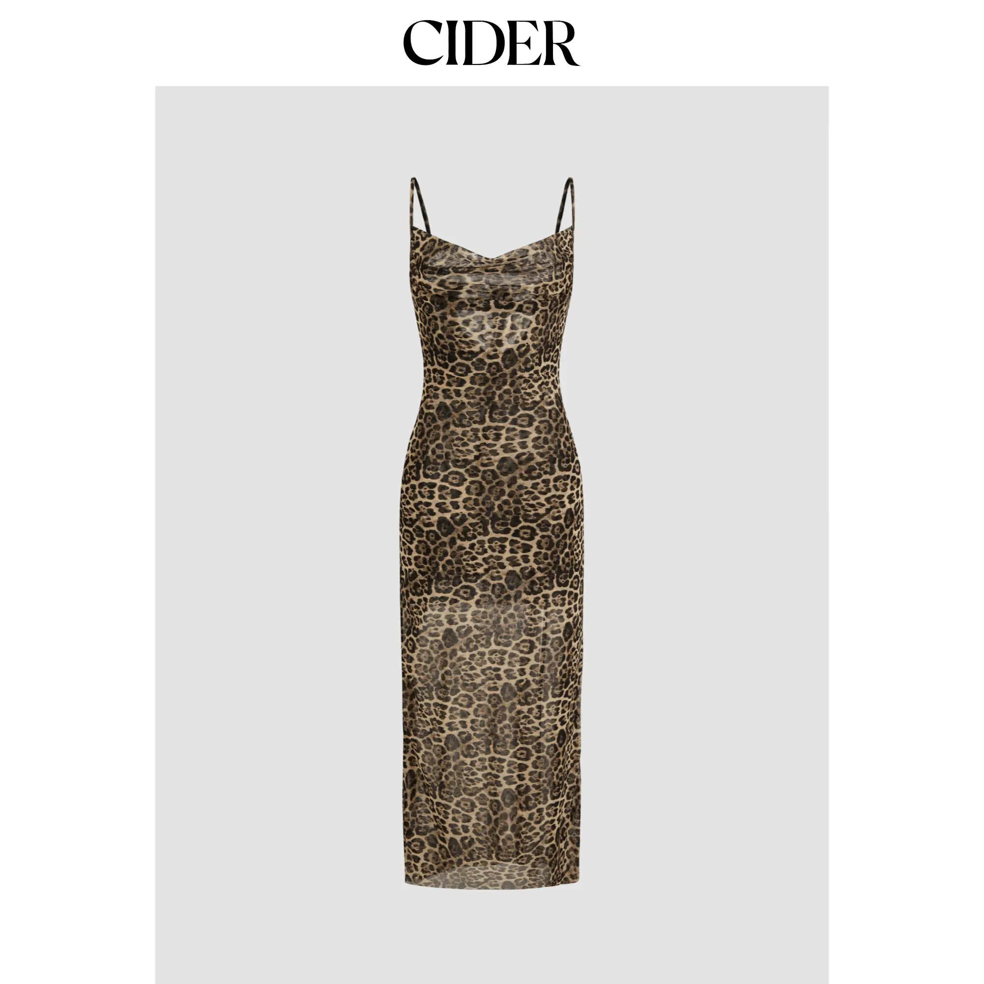 Cider [size 2-26] Mesh Cowl Neck Leopard Maxi Dress SummerFinds