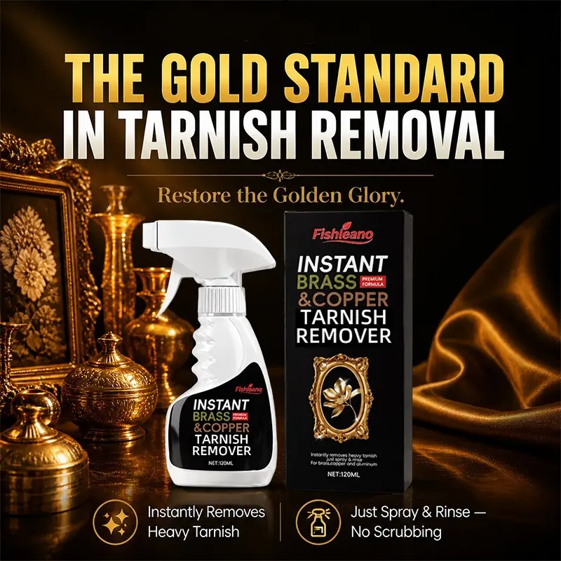 Instant Brass & Copper Tarnish Remover Spray 120ml, No Scrub Metal Polish Cleaner, Fast Remove Oxidation Stains, Gentle Safe Formula for Brass Door Handles, Copper Cookware, Antique Decor, Aluminum Fixtures, Restore Shiny Gloss for All Metal Surfaces