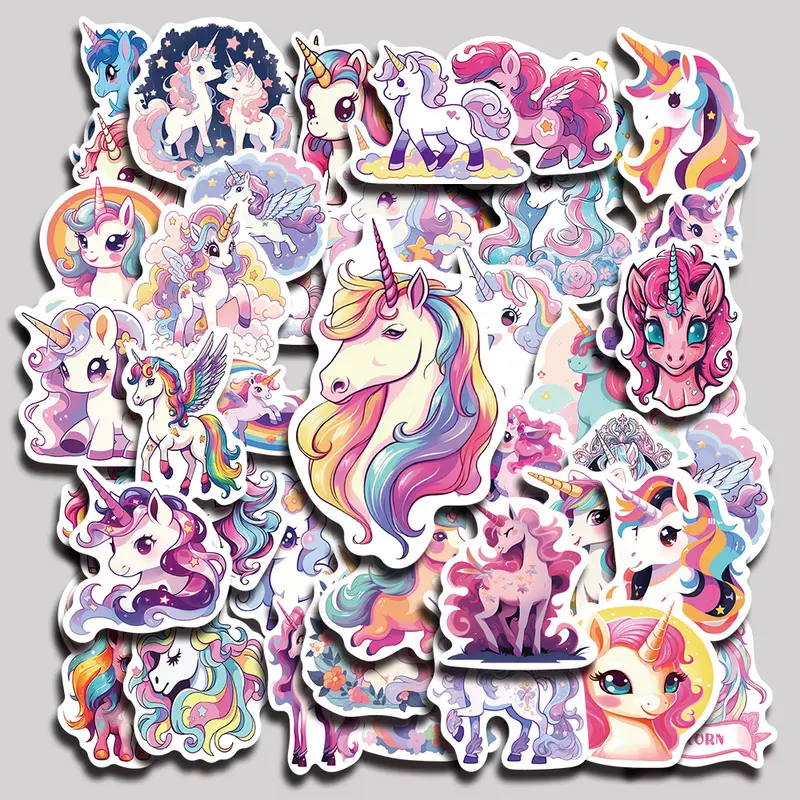 50PCS Unicorn Aesthetic Vinyl Stickers Pack for Laptop Water Bottle Phone Case Skateboard Journal Scrapbook DIY Decoration