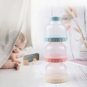 Baby Portable Food Grade PP Material Milk Powder Box, Independent Storage Compartments, Mini Baby Milk Powder Container, Sealed Moisture Proof
