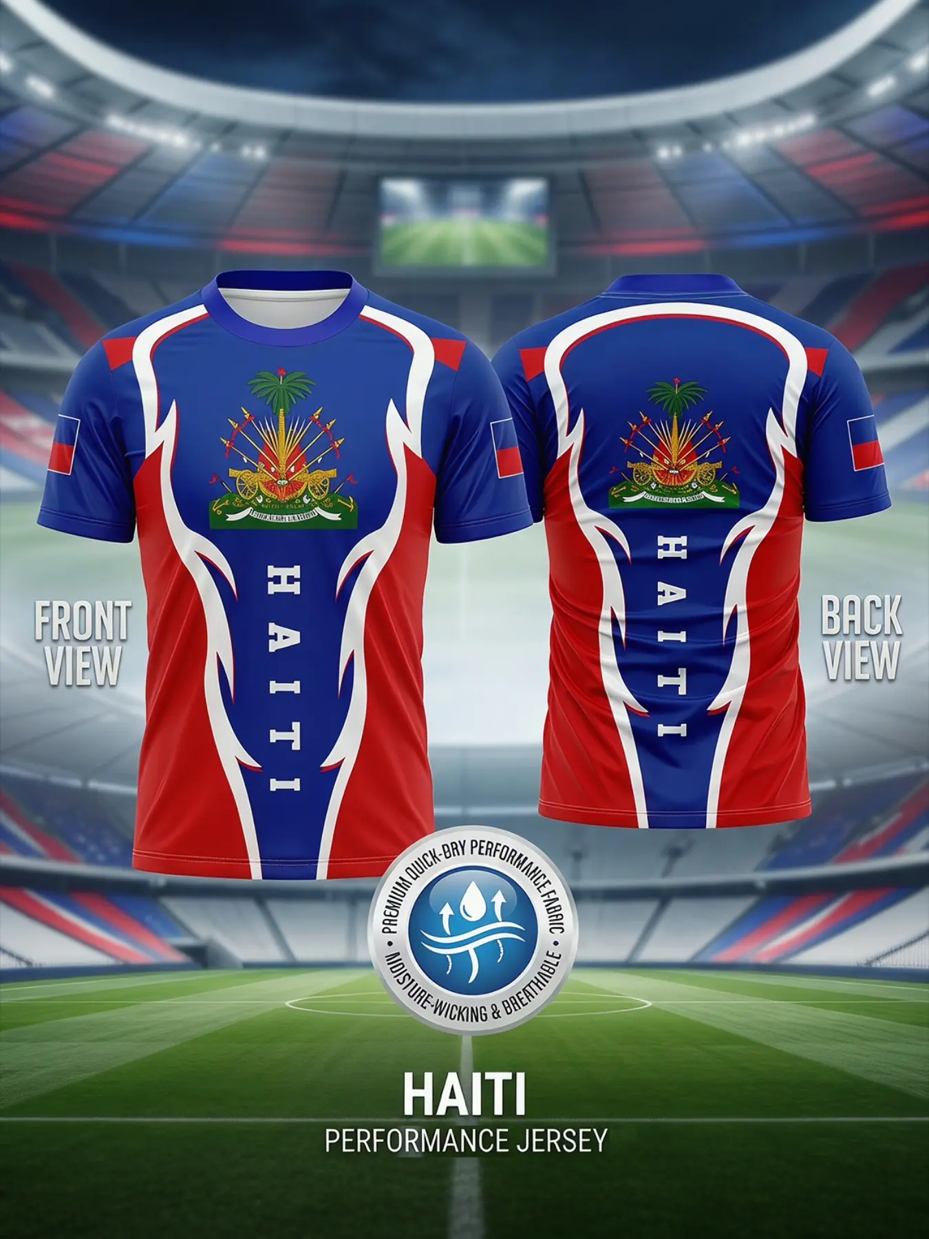 2026 Haiti Performance Fan Jersey for Men, Sporty Fitted Quick-Dry Breathable Four-Way Stretch Soccer Shirt, Ideal for Matches and Streetwear