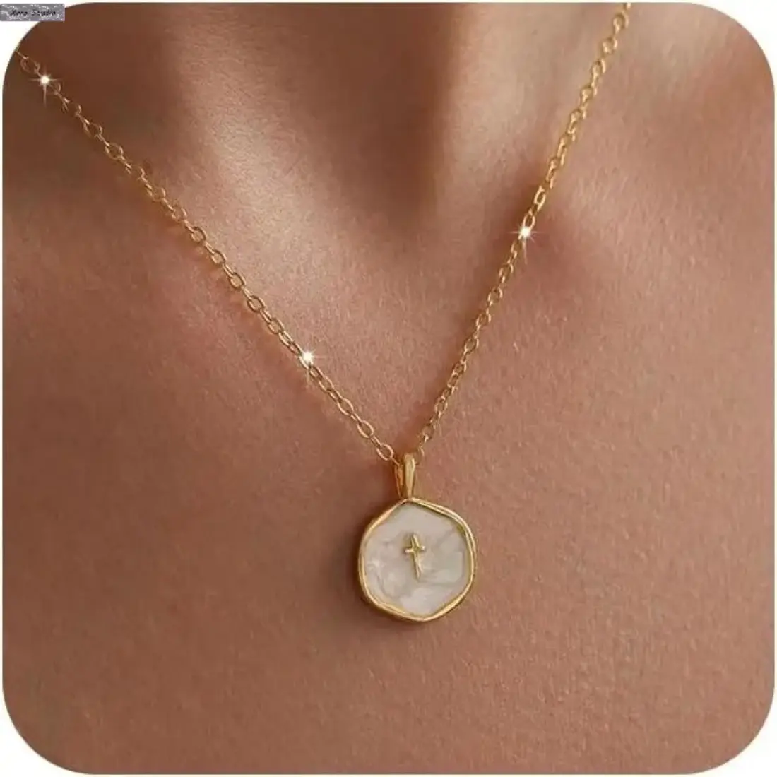 Women's 14K Gold Plated Cross Necklace, Dainty Christian Faith Cross Pendant, Hypoallergenic Brass Minimalist Layered Necklace, Religious Jewelry for Daily Wear, Church, Prayer, Baptism, Confirmation, Easter, Birthday & Christmas Gift