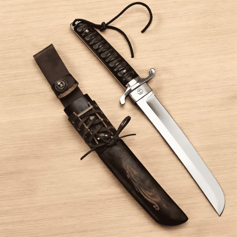 Japanese Samurai Style Kitchen Chef Knife, High-End Stainless Steel Sushi Cutter, Leather Sheath, Perfect Christmas Gift for Men, Home Cooking Utility Knife
