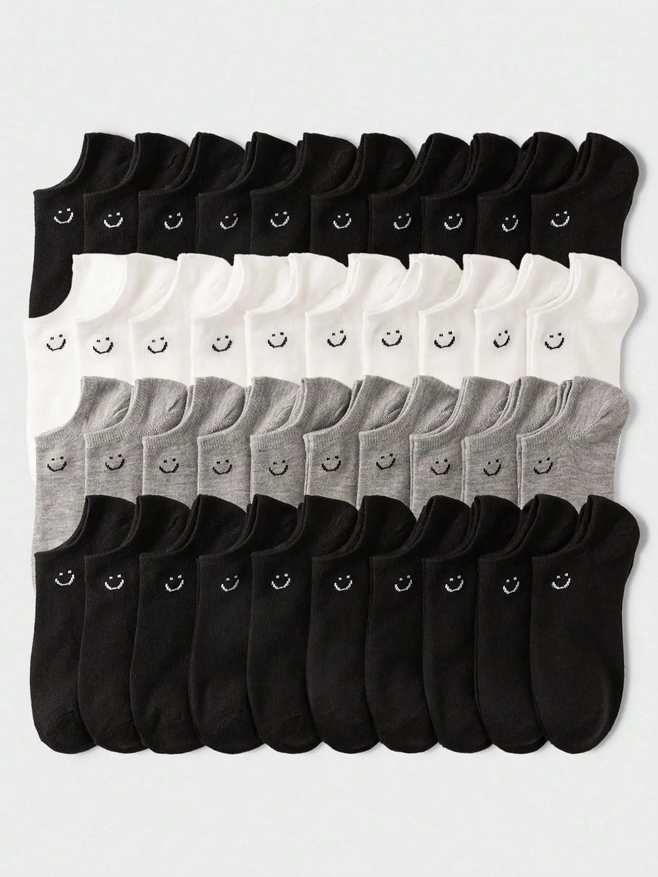 20/10/5 Pairs Women's Summer Socks, Unisex Breathable Short Crew Socks, Smiley Pattern, //, Soft and Comfortable