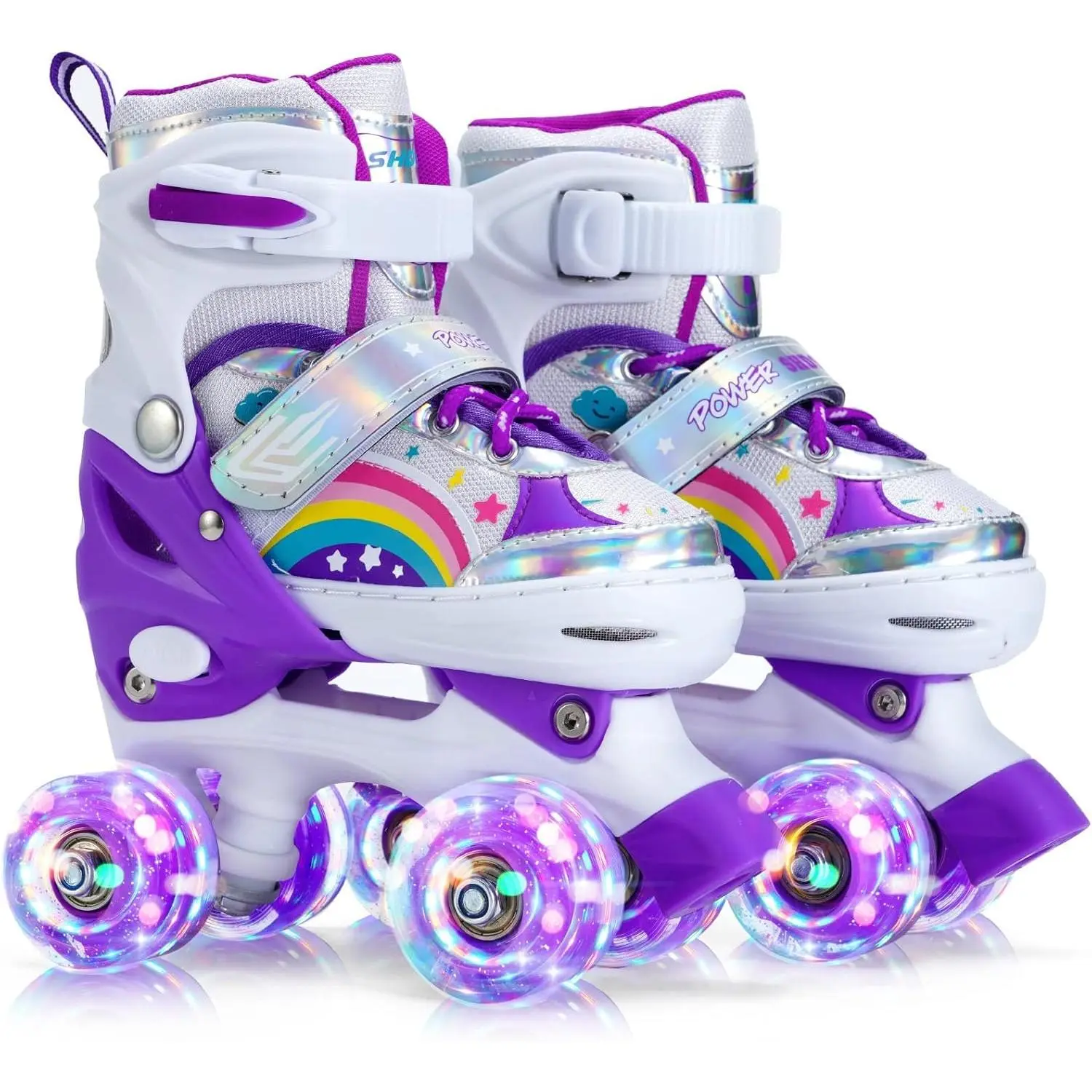 Girls Roller Skates for Kids Beginners 4 Size Adjustable Roller Skates, Light UP 8 Wheels for Girls Roller Skate Fun Illuminating Roller Skate for Kids Girl Boys patines para niñas