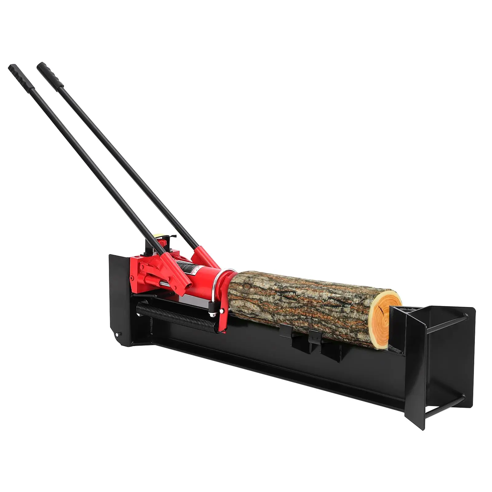 12 Ton Manual Hydraulic Log Splitter, 2-Speed Hand Powered Wood Splitter with Built-In Transport Wheels, All-Steel Firewood Splitting Machine for Logs Up to 18.7 Inches Long