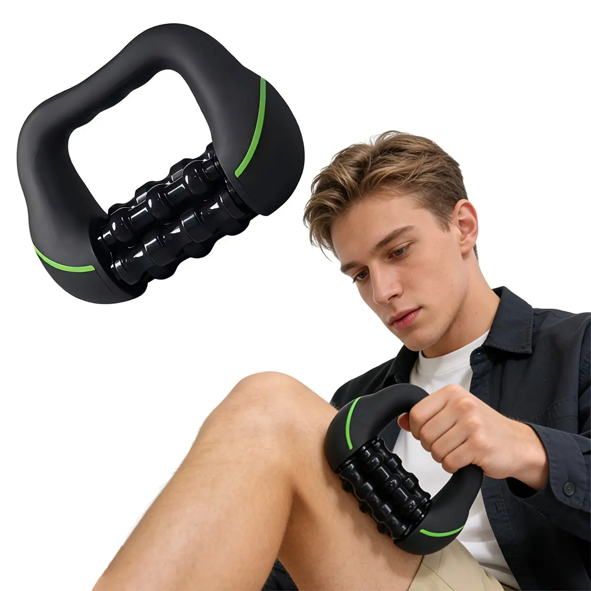 360 Degree Rotating Handheld Massage Roller, USB Rechargeable Vibration Massage Ring with LCD Display, Compact Portable Body Massager, Muscle Soothing Tool for Fitness, Sports, Gym, Office, Travel & Daily Body Care