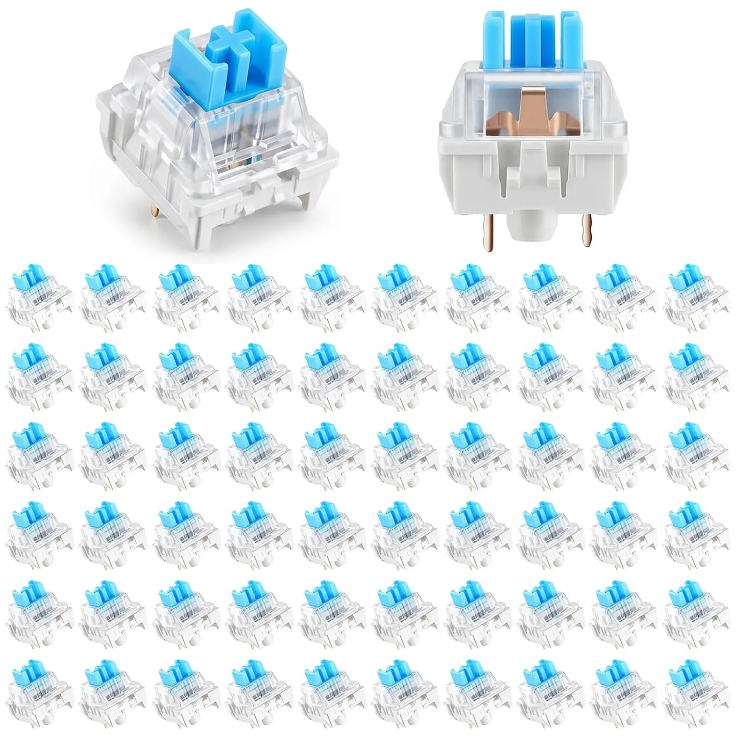 60 count Mechanical Keyboard Switches, 3-PIN Blue Key Switches Keyboard Clickers for  Printed Clicky Fidget,    for  Gaming Keyboards