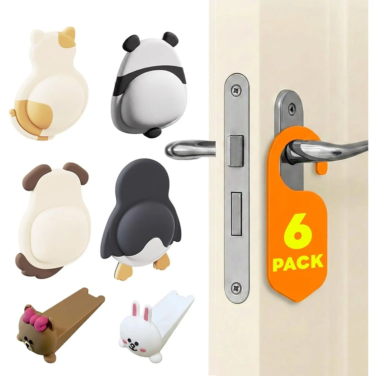 6Pack Cute  Door Knob Wall Protector for Door Knobs Stopper, Wall Protectors from Door Knobs,  for Walls and Door Handles in  Rooms and