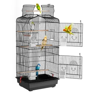 VEVOR 41-inch Open Top Large Parrot Bird Cage, Hanging Bird Cage for Parakeets Finches Canaries Lovebirds Cockatiels Budgies Small Quaker Conures Travel Pet Flight Birdcage with Swing and Perch