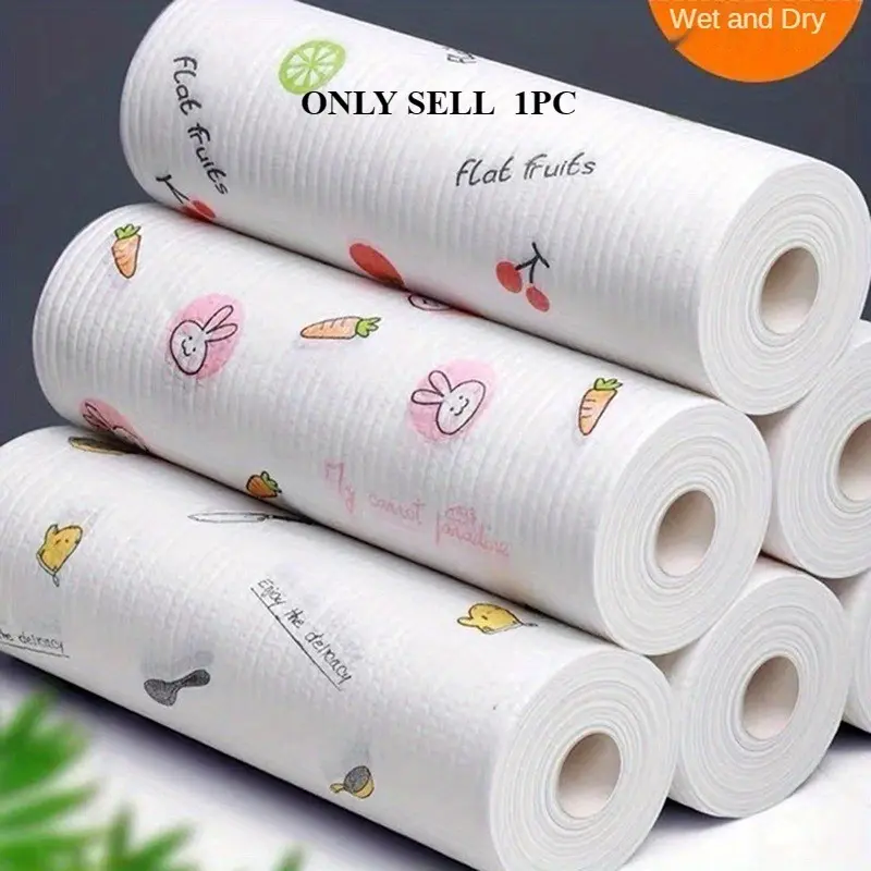 1/4 Rolls, 50 Sheets Organic Bamboo Kitchen Towels, Random Mixed Color Print, Wet & Dry Soft Reusable Easy Clean Washable Cleaning Cloths, Dish Rags for Home & Restaurant Kitchen