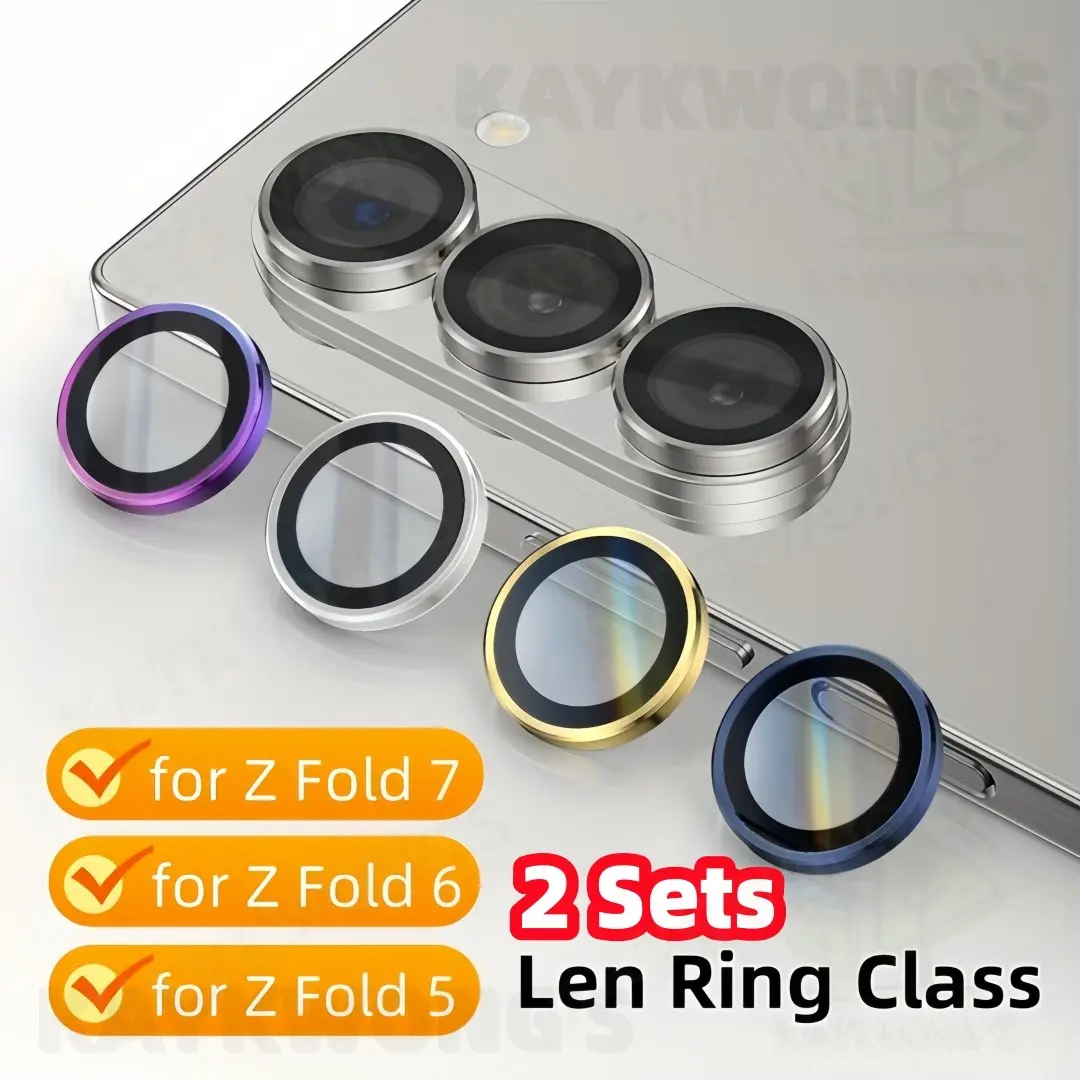 KAYKWONG'S 2-Pack For Samsung Galaxy Z Fold 8/7/6/5 Camera Protector, Tempered Glass Metal Full Cover, Anti-Curl Rear Camera Ring, Folding Screen Exclusive
