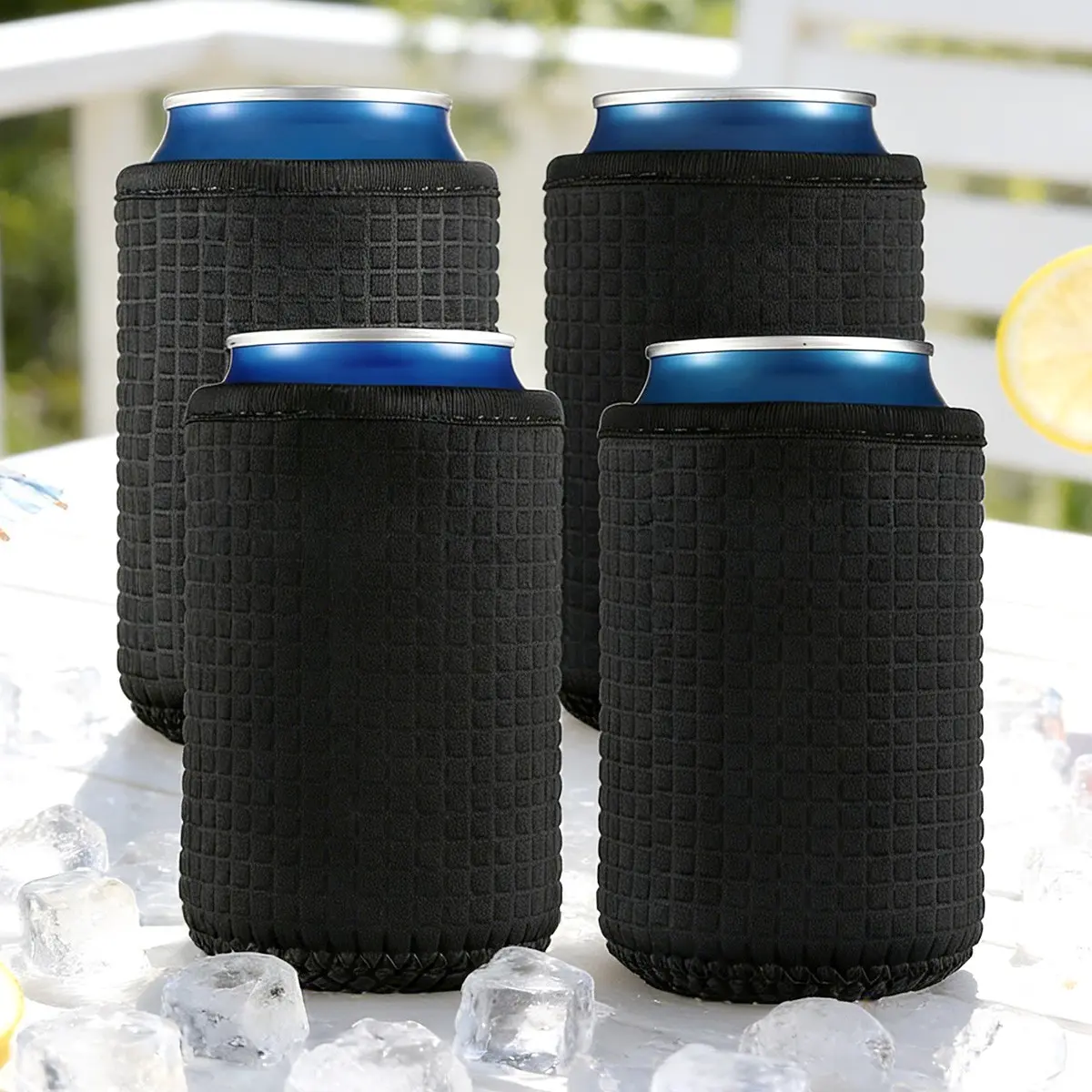 4 Pack Standard Insulated Can Sleeves Insulators, 12oz Can Covers, Beer Bottle Sleeves Coolers, Portable Non-Slip Neoprene Can Coolier Sleeves
