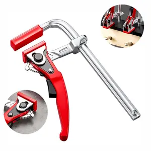 1pc Heavy-Duty Ratcheting Table Clamp with Quick Release Trigger, Multi-Functional Steel Lever F-Clamp with Protective Pads for Woodworking DIY