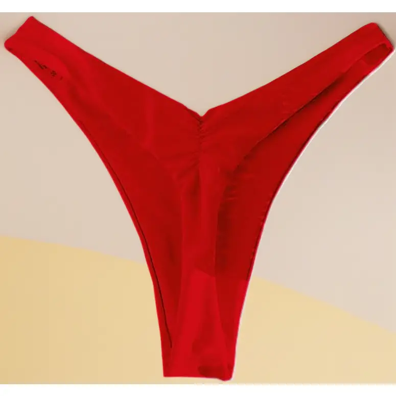 Women’s Stretchable Cheeky High-Cut Leg Bikini Bottoms with Ruched Buttocks, Multiple Colors Brazilian Thong Briefs