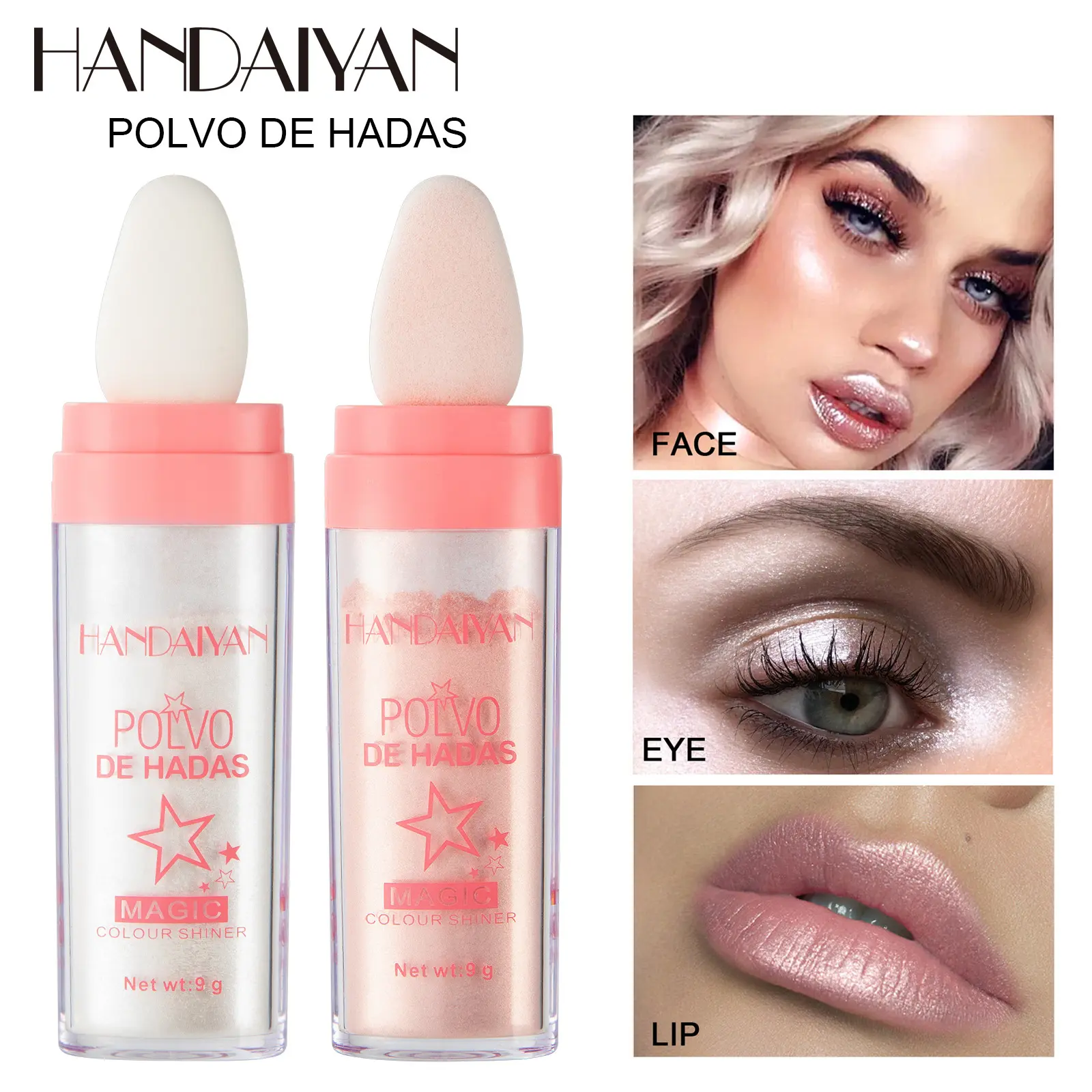 HANDAIYAN Body Highlighter Powder Set, Fairy-Inspired Light-Touch Pearl Highlighter Stick, with natural, fine shimmer particles, suitable for contouring and highlighting the face, body, hair, eyes, and lips