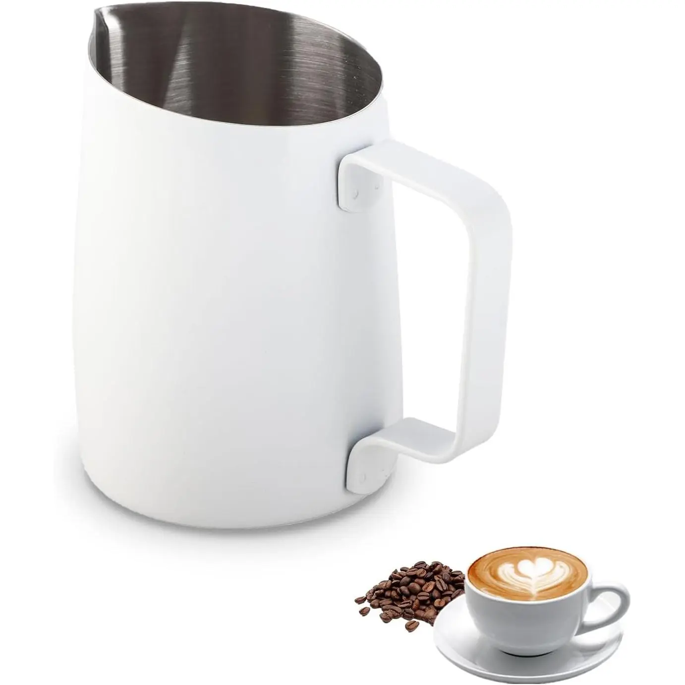420ml/14oz Milk Frothing Pitcher, Stainless Steel Milk Frother Jug Coffee Frother Cup Steaming Pitchers Latte Art Tools for Milk Coffee Cappuccino Latte Art