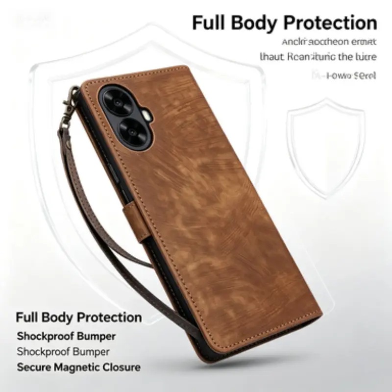 Tcl K70 Nxtpaper 5g Phone Case, PU Leather Flip Cover, Protective Cover, Card Slot, Stand, Wrist Strap, Wallet, Compatible with Tcl Nxtpaper 70 Pro