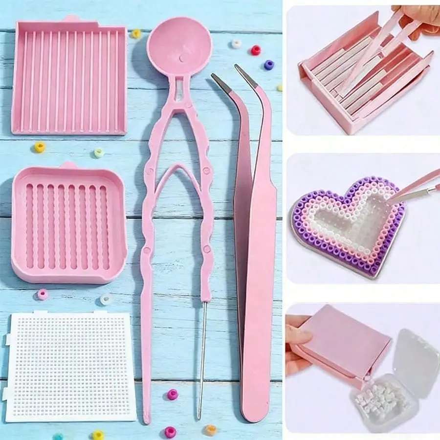 1/3/5 Piece Perler Hama Bead Craft Kit, 2.6mm Organizer Tools, Includes Pick Tray, Bead Pen, Spoon, Tweezers, Board, Alignment Tool