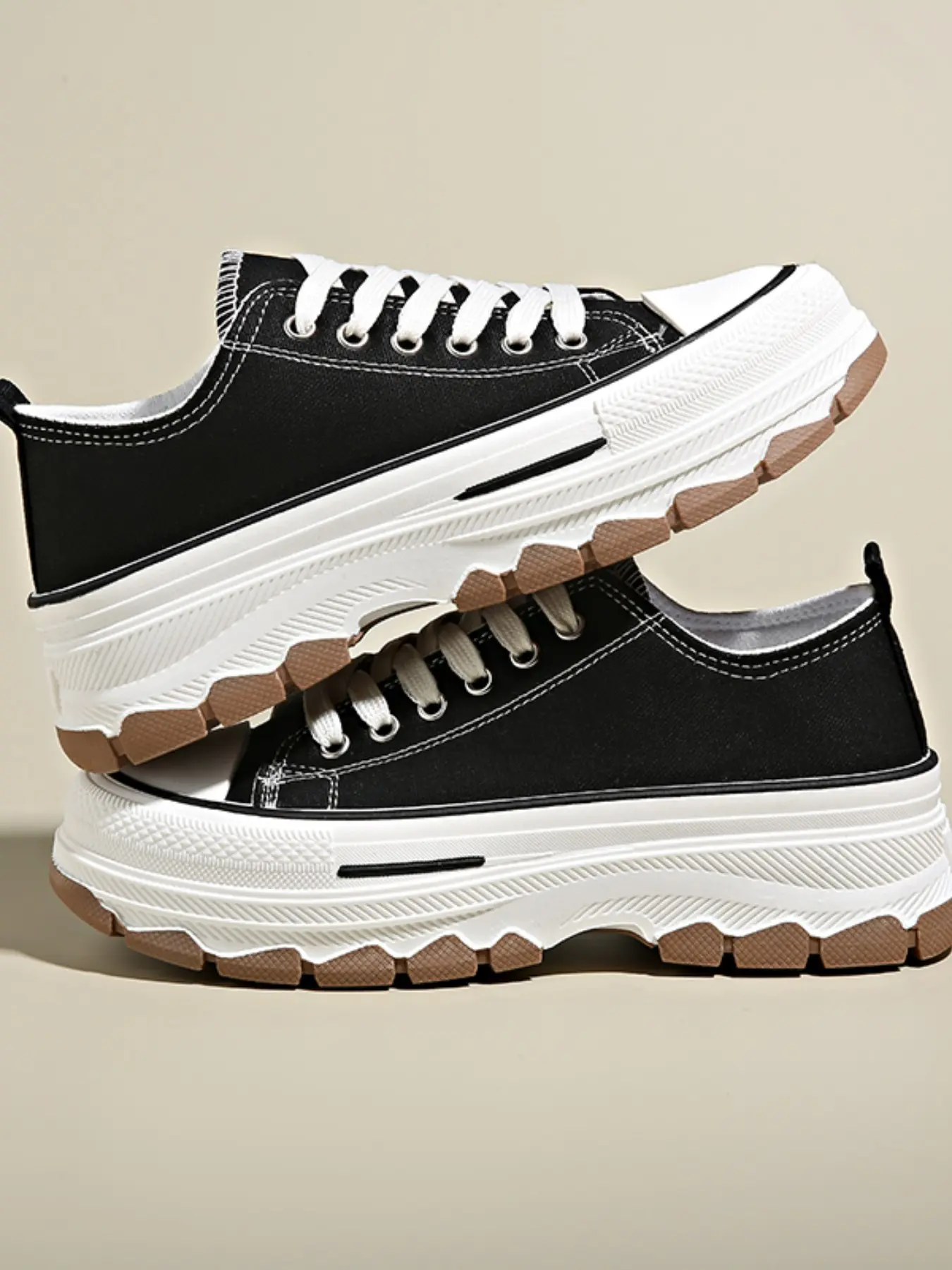Women's Classic and Thick Sole Canvas Shoes, Lace-Up Street Low Top Casual Sneakers, Anti-Slip Durable Daily Wear Board Shoes