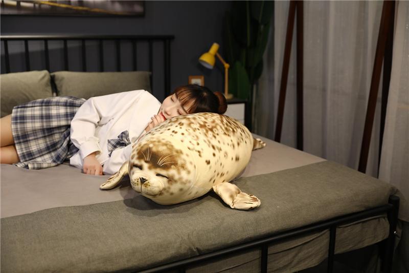 120CM Giant Lovely Sea Lion Plush Toys Kawaii Sea World Animal Seal Throw Pillow Stuffed Sleeping Pillow Doll Kids Birthday Gift