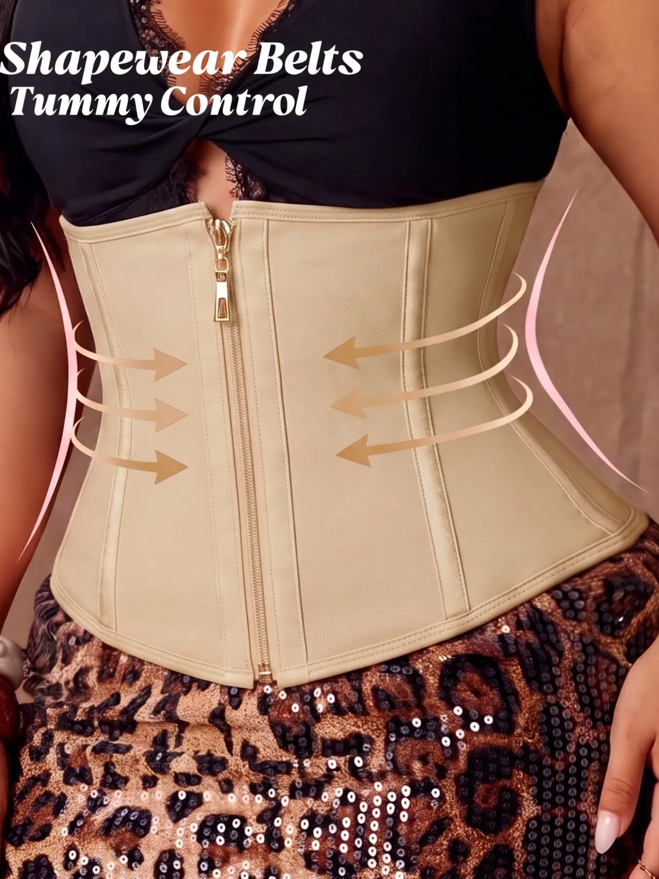 1 Count Women's Smooth Tummy Control Support Girdle, Fajas, Contouring Boned Waist Cincher, High Compression Sturdy Steel Bone Waist Trainer, Double Closure Gold Zipper & Hook Shapewear Belts, Great For Daily Shaping & Breathable Comfort