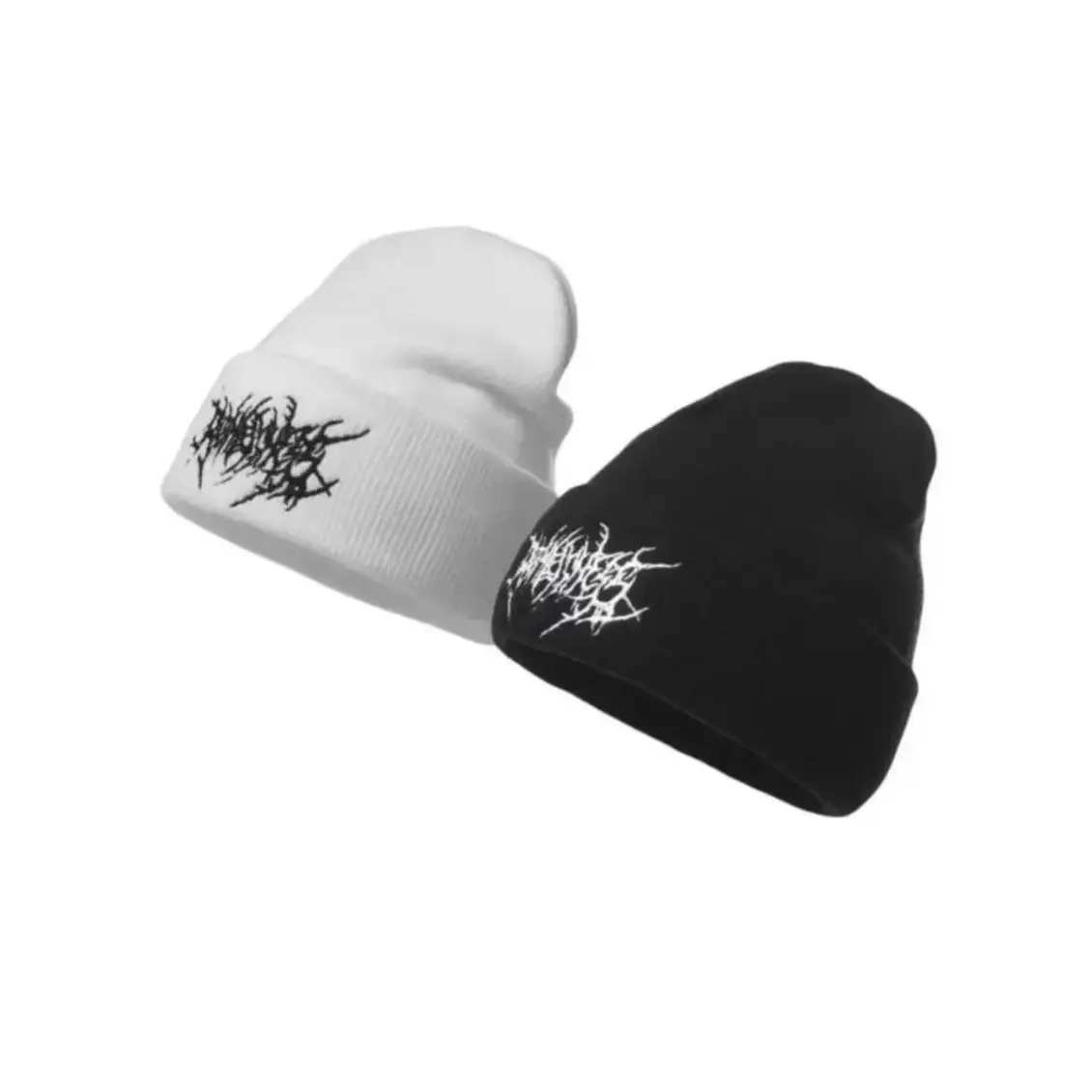 Unisex Winter Beanie Hat, Aesthetic Y2K Streetwear Knit Cap with Embroidered Graphic Design, Loose Fit Slouchy Skull Cap Soft Acrylic Warm Stretch Fit for Men Women, Casual Sports, Hiking, Skiing & Outdoor Daily Wear