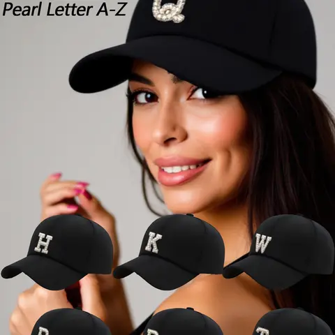 Women's Classic Baseball Cap, Adjustable Size, Casual Fitted Hat, DIY Pearl Letter Design, Outdoor Leisure, Daily Wear, Parade, Gathering, Party Accessory, Adjustable Snapback Cap, Hats Caps