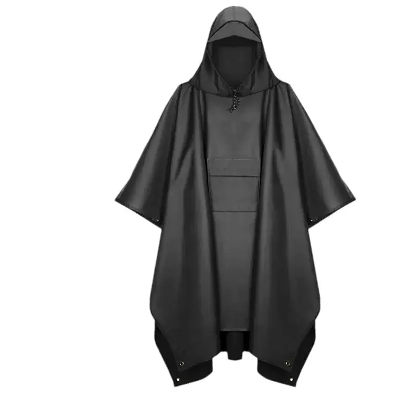 Unisex 3-in-1 Multifunctional Rain Cape Poncho One-Piece Hooded Design Waterproof Windproof Ripstop Fabric Compact Lightweight Portable Raincoat for Cycling Hiking Trekking Camping & Outdoor Adventures