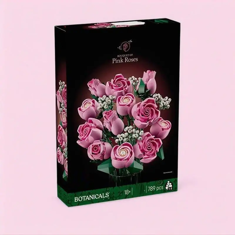 Rose Bouquet Building Block Set (2027 New), 789 Pieces, Creative Abs Material, Best Gift Toy, Ideal for Couples and Family Interaction