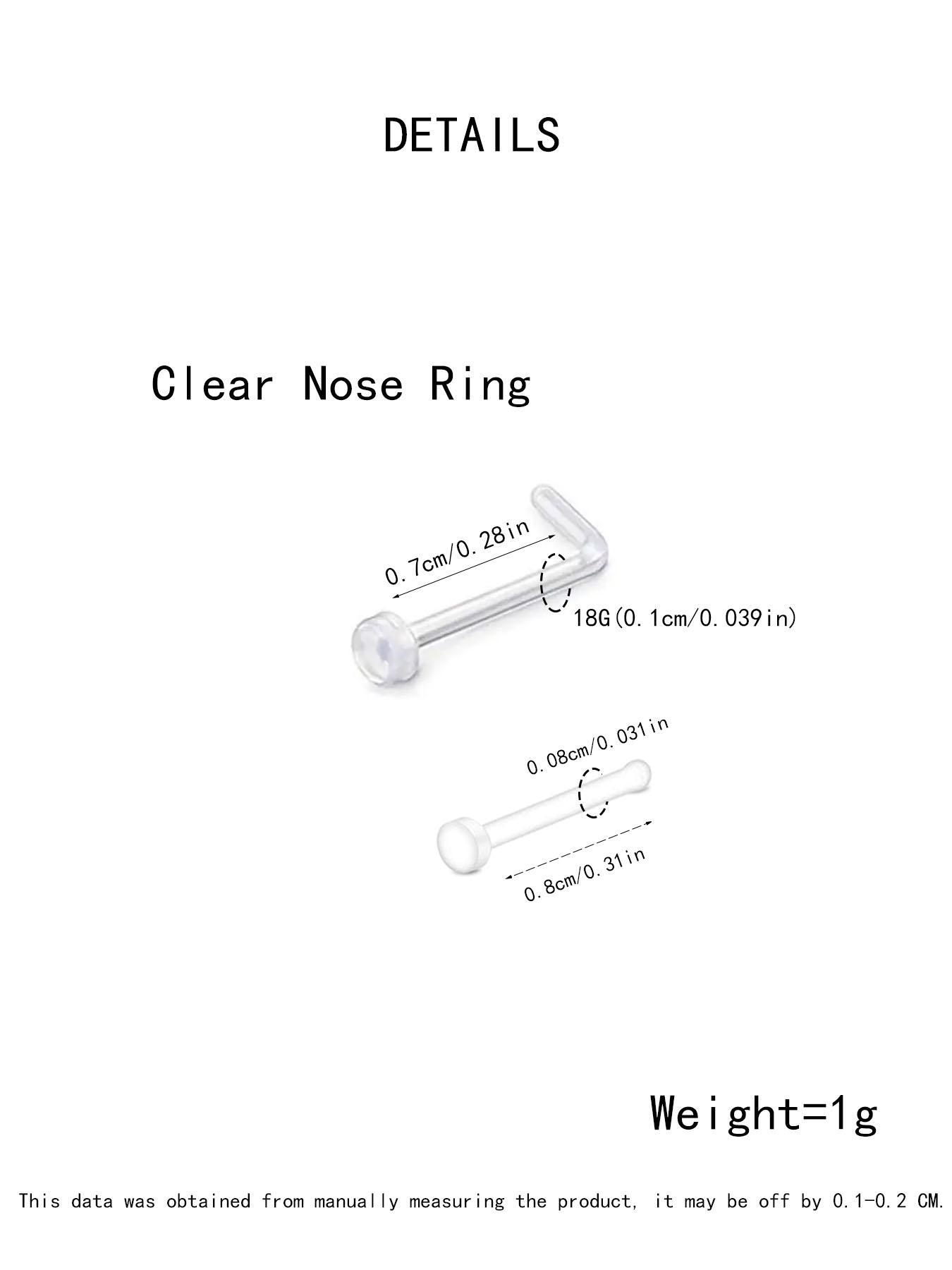 Unisex Transparent Nose Ring, 20pcs/set L-shaped Straight Nose Ring, Nose Studs, Nose Ring Holder, Nose Ring Kit, Nose Piercing Kit, Fashion Accessorie for Men and Women