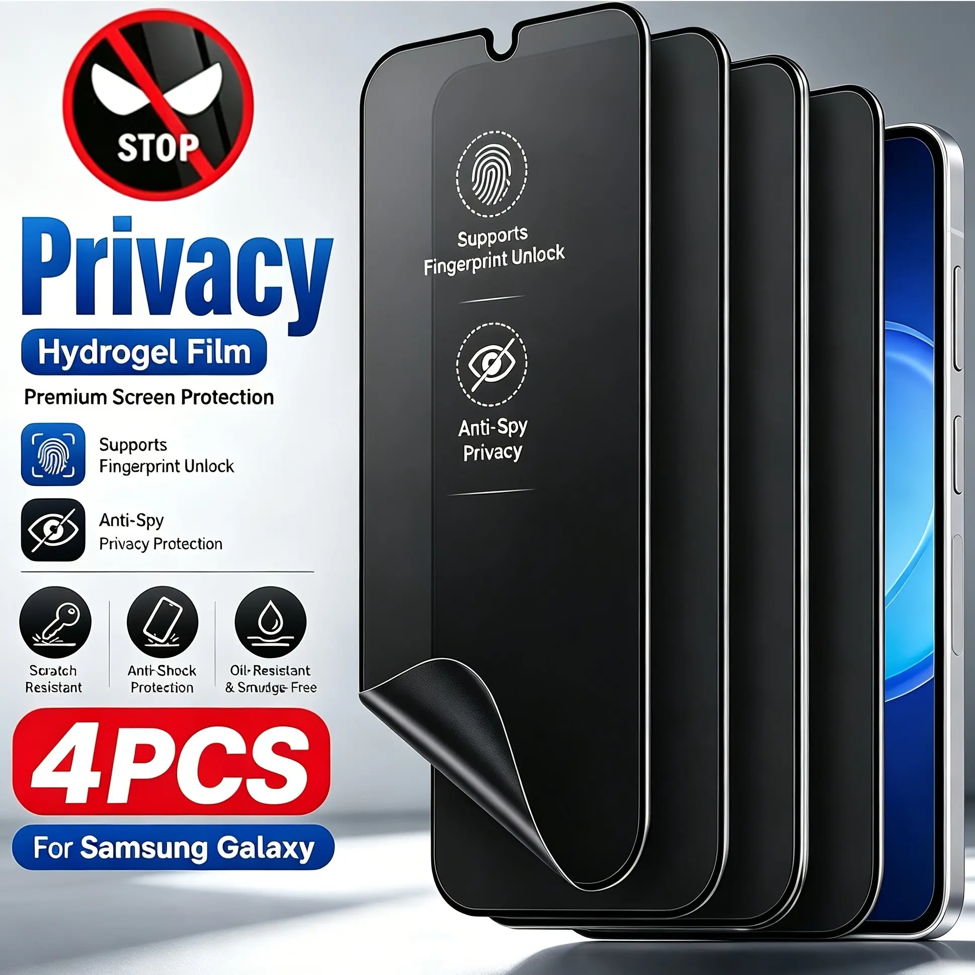 4 pcs Anti Spy Privacy Protections Hydrogel Film For Samsung Galaxy S26 Ultra S25 Edge S24 S23 FE S22 S21 S20 Ultra Plus FE Screen Protector On Samsung Galaxy Note 20 Ultra Soft Hydrogel Screen Protector Film