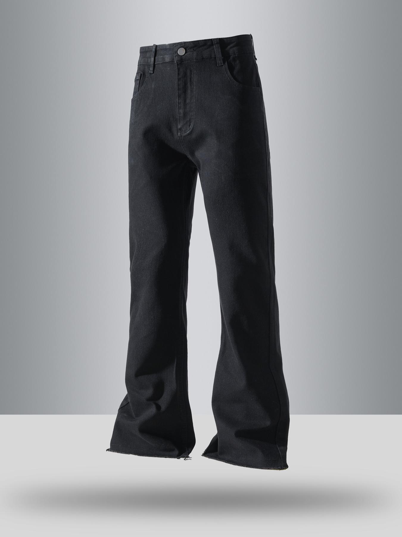 Men's Solid Color Flare Leg Jeans, Street Fashion Casual Comfy Denim Pants for Daily Wear, Mens Bottoms for All Seasons, Streetwear