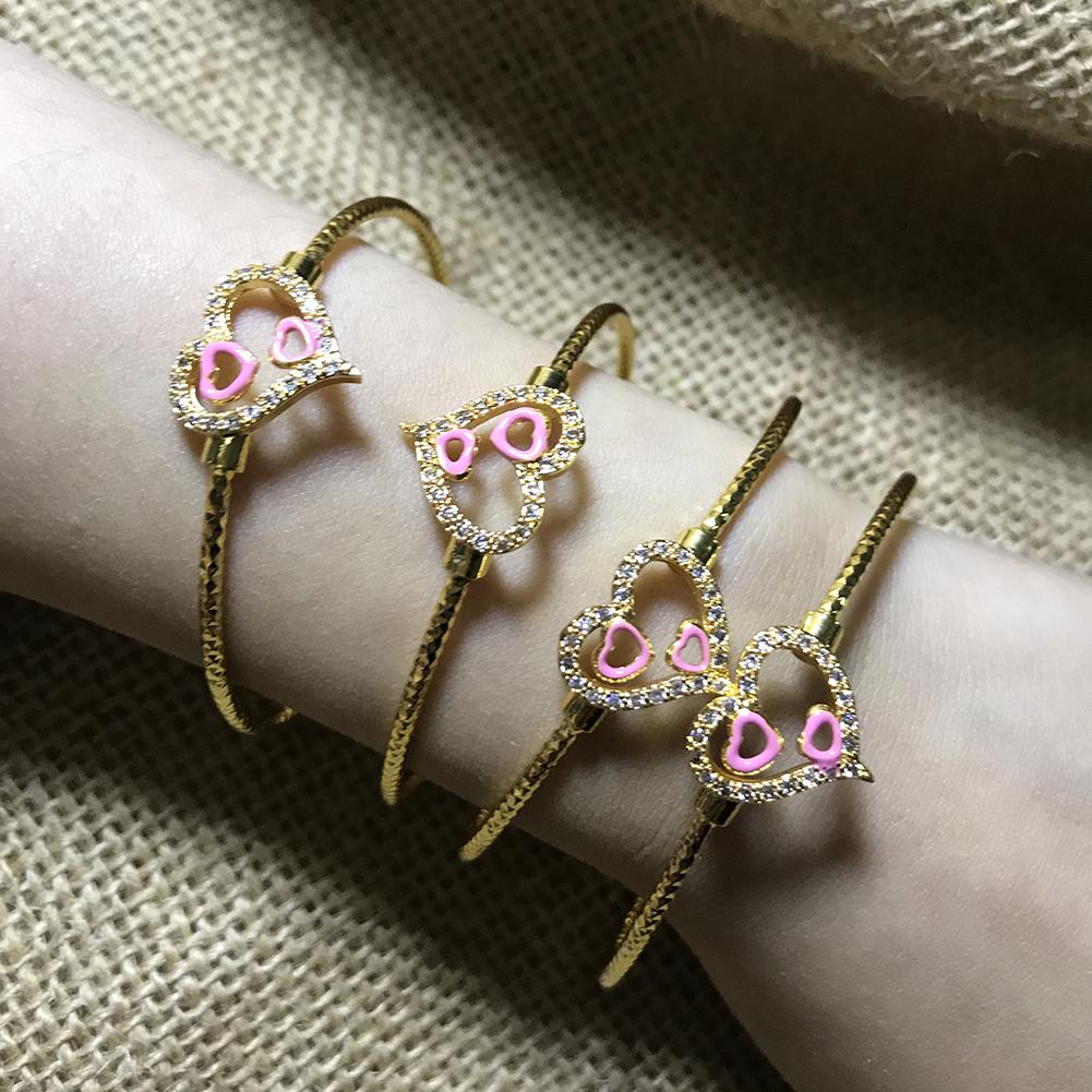 4pcs Baby Bangles Heart  Dubai Gold Color Bangles Kids Bracelet Luxury Bracelet Dubai Bangles Child Jewelry Birthday Present